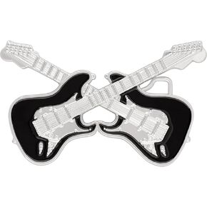 HAQUIL Western Double Guitar Vintage Belt Buckle Antique Punk Jewelry for Men Women
