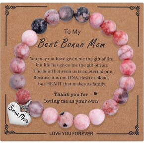 iWenSheng Mother’s Day Gifts for Mom/Stepmom from Daughter Son - Natural Stone Mother Bracelet for Birthday Christmas