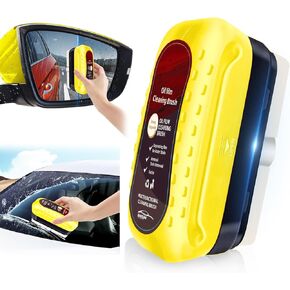 Automotive Oil Film Cleaning Brush with Reusable Foam Sprayer, Upgraded Antifog Glass Cleaning Board, Glass Oil Film Remover for Car Windows & Windshields, Versatile Car Glass Cleaner Brush (Red)