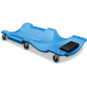 Auto Dynasty 40 Inches Mechanic Creeper, Automotive Garage Repair Low Profile Under Car Rolling Creeper with Padded Headrest, Plastic, Blue