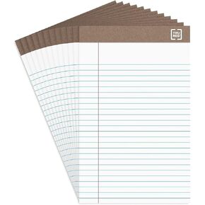 Staples 815590 100% Recycled Narrow Ruled Perforated Notepads Canary 5-Inch X 8-Inch 12/Pk