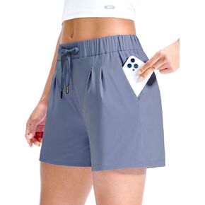MIER Running Shorts for Women Quick Dry Soft Stretch Workout Athletic Gym Sports Active Shorts with Pockets, 4 Inch Inseam