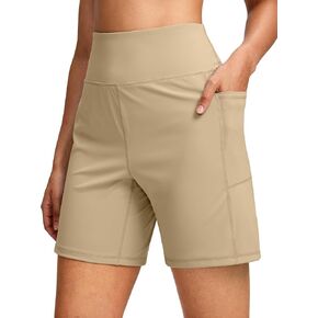 G Gradual Women's 7'' Athletic Long Shorts with Pockets High Waisted Stretch Bermuda Shorts for Women Walking Workout Casual