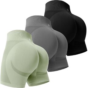 شورتات صالة الألعاب الرياضية للسيدات من Evercute 3/4 حزمة Scrunch بعقب سراويل شورت 5 "التحكم في البطن يوجا اليوغا قصيرة