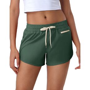 Pioneer Camp Womens Athletic Shorts with Liner 4" Quick Dry Running Gym Shorts Workout Stretchy Active Shorts with Zip Pocket