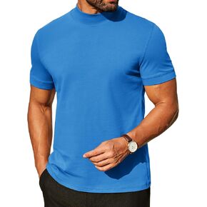 Coofandy Mens Shartleneck غير الرسمي قميص القطن القصير الأكمام 2025 أساسية نصف القمصان الرقبة
