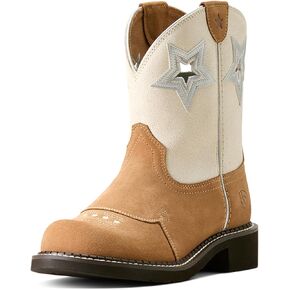 ARIAT Womens Fatbaby Heritage Star Cut-Outs Round Toe Pull On Western Casual Boots Ankle Low Heel 1-2" - Brown