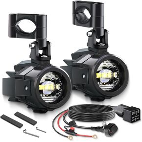 أدوات أضواء الدراجات ذات الدراجات البخارية LED SPOT دراجة نارية لقيادة الضباب الضوئي مع Switch Wiring Harness Clamp Clamp Mount Brackets for R1200GS F800GS ADV Adventure Touring Street -Street