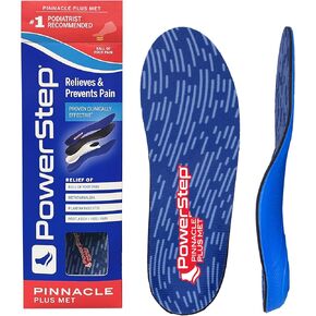 Powerstep Pinnacle Plus Ball of Foot Foot Pain Refertics - إدراج الأحذية للميتاتارسالجيا ، ودعم القوس وتخفيف آلام الورم العصبي في مورتون - مصنوع في النعال الأمريكية مع وسادة مشط (M 10-10.5 ، ص 12)