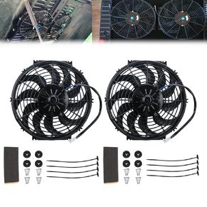 2pcs 12 بوصة سليم ضئيلة دفع سحب الرادياتير الكهربائية التبريد 12 فولت 80W Mount Kit أسود