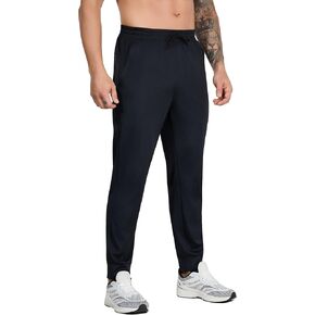 Men's Athletic Jogger Pants with Zip Pockets, Quick Dry Running Sweatpants, Drawstring Waist