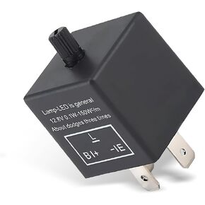 LED Flasher Relay, 12V 0.02A, Black, Plug-and-Play, Standard LED Turn Signal Relay Replacement, Automatic Operation, Normally Open Contact, Suitable for Most Cars