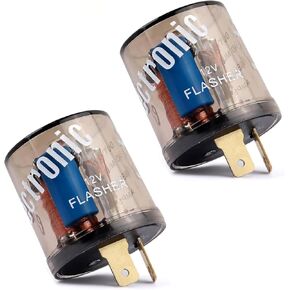2PCS 12V Flasher Relay,Heavy Duty 2-Pin Turn Signal Relay,Two Prong Round Automotive Relays Only for Fixing Halogen Bulb Frequent Flicker of Car Motorcycle Scooter Bike Car Accessories