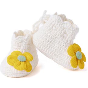 Baby Booties Newborn Walking Shoes Infant Hand Crochet Knit Cotton Sock Booties Soft Cozy Socks Slippers Indoor House Shoes for Baby Girl