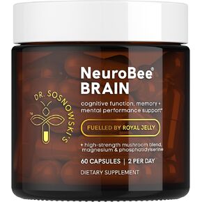 مكملات الدماغ العصبية الدكتور Sosnowski مع Jelly Royal ، Mane's Mane + Reishi Mushroom | الطاقة ، الأداء العقلي + دعم الوظائف المعرفية ، 60Ct