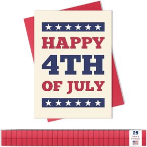بطاقات الرئيس التنفيذي - 4 يوليو بطاقات المعايدة (SPARCLER & FLAG DESIGN) ، 5 × 7 بوصات ، 25 بطاقة و 26 مظاريف حمراء (JF1505)