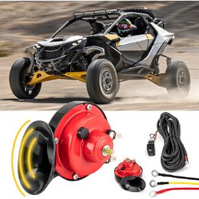 2 حزمة طقم القرن وتوصيل وتشغيل تسخير الأسلاك مع مفتاح الروك متوافق مع Can Am Maverick R X3 MAX 2017-2025 (12V 130DB)
