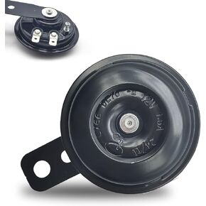 Motorcycle Horn, 12V Round Super Loud Warning Horn, Iron Waterproof Rust-proof Strong Penetration Modification Speaker Accessories, Universal for Most Motorcycles Scooters (Black)