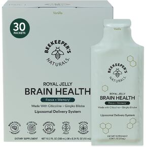 مكملات الدماغ nootropic بواسطة Naturals Naturals ، 500 ملغ من الستوكولين ، Ginkgo Biloba ، Bacopa Monnieri & Royal Jelly ، تدعم التركيز والذاكرة ، امتصاص أسهل ، بالإضافة إلى نكهة الفانيليا اللذيذة ، 10CT
