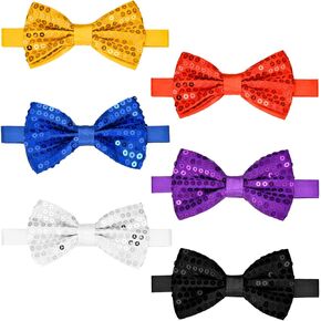 Yaomiao 6 PCS Men Men's Preed Sequin Bow Ties Double Layer Tux Bowtie مع حزام قابل للتعديل للرجال Boy Wedding