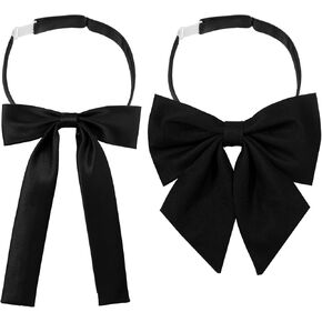 Bow Tie for Women - 2Pcs Women's Bow Ties,Pre-tied Adjustable Bowties Ribbon Choker Women's Self-Tie Long Bow Tie for Women's Uniform