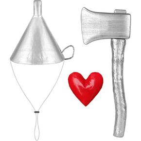 2 PCS Silver Funnel Hat Axe Set for Adult/Kids,Halloween Costume Accessories for Man Women Cosplay Party