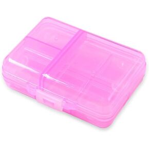 Airtight Pill Organizer Box, Large Size Daily Medicine Dispenser Home Travel Essential Supplement Holder Pill Reminder, Portable Weekly Vitamin Fish Oil 9 Compartment Capsule Container, Pink