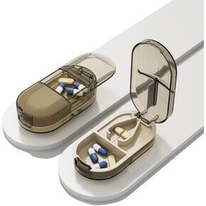 علبة حبوب منع الحمل اليومية ، أقراص منظم حبوب منع الحمل المحمولة قاطع 2 في 1 ، صندوق فاصل الطب الصغير للدواء لمكمل كبسولة فيتامين زيت السمك ، مادة خالية من BPA ، رمادي شفاف in Kuwait