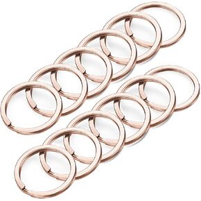 Key Rings, 12 pcs Stainless Steel Key Ring for Keychains, 1 inch Flat Split Keychain Ring for Car Keys Dog Tag Lanyards Home School Office DIY - Silver, Black, Gold, Rose Gold