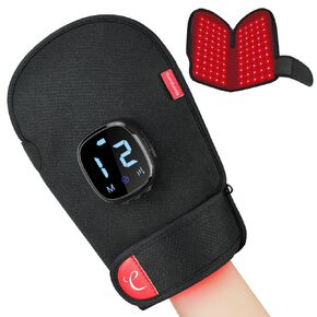 Comfytemp 5000mAh Wordless Red Therapy Glove من أجل اليد ، و 360 درجة 100 ° على الوجهين 100 LED بالقرب من التفاف الأشعة تحت الحمراء مع توقيت السيارات ، و 13 وات القابلة لإعادة الشحن لتخفيف آلام نخيل إصبع المعصم ، 660 نانومتر و 850 نانومتر