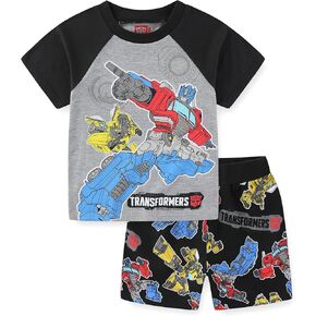 Transformers Optimus Prime Bumblebee Boys Short Sleeve T-Shirt and French Terry Shorts Set for Big Kids