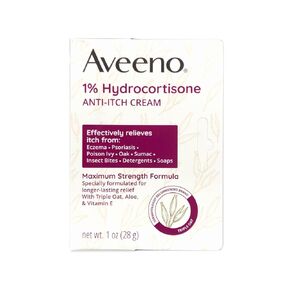 Aveeno الحد الأقصى قوة 1 ٪ من الكريمة المضادة للهيدروكورتيزون مع جوهر الشوفان النقي ، مجمع الشوفان الثلاثي ، الألوة وفيتامين E ، من أجل الحكة ، الطفح الجلدي والاحمرار من الأكزيما ، الصدفية ، لدغات الحشرات والسم.