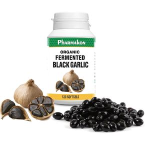 PHARMAKON Organic Aged Black Garlic, Bioavailable Soft Capsules, Wholesome, Reduced Odor (120 Count)