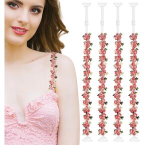 2 Pairs Decorative Bra Straps Removable Flower Bra Straps Replacement Elastic Adjustable Bra Strap Holder Shoulder Strap Non-Slip Lingerie Straps For Women Girls Tops Dress