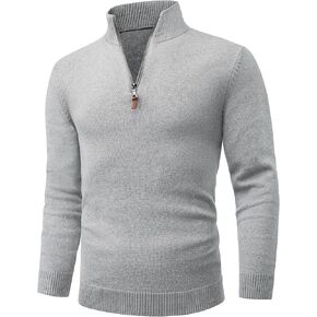Cotrasen Mens Quarter Zip Pullover Casual Knit Cotton Long Sleeve Mock Dick Bolo Subsits