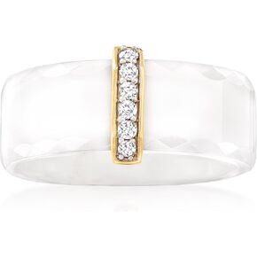 روس سايمونز السيراميك الأبيض و .10 ct. T.W. خاتم الماس مع الذهب الأصفر 14 كيلو طن