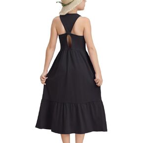 Girls Summer Maxi Dress Sleeveless Back Detailed Tiered Sundress with Pockets 5-12 Years in Kuwait