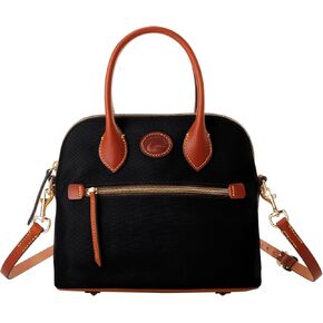حقائب اليد Dooney & Bourke Satchel للنساء ، حقيبة نايلون مقببة مع مقابض جلدية وحزام متقاطع قابل للإزالة