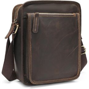 BAIGIO Small Leather Messenger Bag for Men Shoulder Bag Vintage Crossbody Bag Men Purse Ipad Satchel Travel Business
