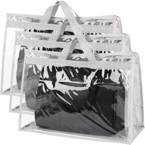 Outgeek 3PCS Purse Storage Bag Organization Purse Dust Bag Organizer Clear Plastic Lightweight Protective Waterproof Handbag Protector