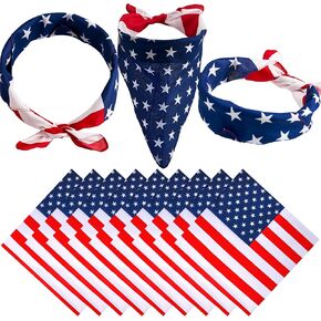 JOYIN 6 Pcs 4th of July Patriotic Bandanas, American Flag Bandanas Headbands for Men & Women, 4th of July Bandana for Party Favors, Independence Day, Memorial Day, Party Accessories