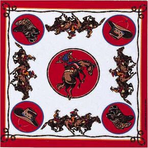 Rodeo Cowboy Red Bandanna, 22x22, Made in USA, Giddy up cowfolk