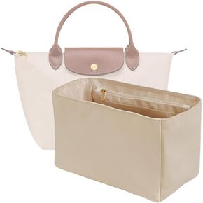Waterproof Premium Nylon Purse Organizer Insert for Longchamp Le Pliage Handbags (Black, Large)