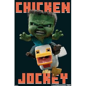 Trends International A Minecraft Movie - Chicken Jockey Wall Poster, 34L x 22.4W, Unframed Version