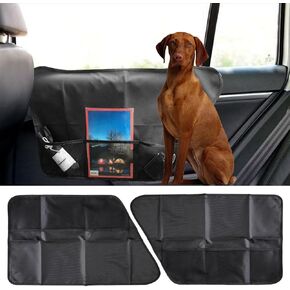 2PCS Car Door Protectors for Dogs, Waterproof Car Door Window Pet Protection Cover, Car Door Guard Accessories, Prevent Pets from Scratchproof, Car Door Cover with Net Storage Pocket