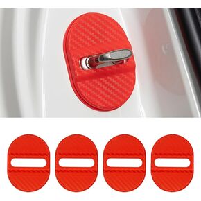 4PCS Carbon Fiber Car Door Lock Latches Cover, Door Strike Rust Stopper Protector, Universal Silent Shock Lock Latches Trim Decoration Accessories for Most Car, SUV, Truck (Black)