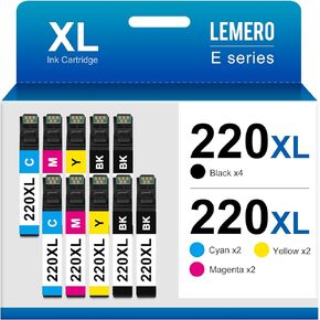 خراطيش حبر LEMERO معاد تصنيعها 220XL بديلة لخراطيش حبر Epson 220 220XL لخراطيش حبر Epson WF-2760 WF-2750 WF-2630 WF-2650 WF-2660 XP-320 XP-420 (4 أسود، 2 سماوي، 2 أرجواني، 2 أصفر) 10 عبوات