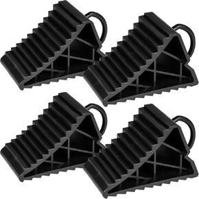Taifa 4pcs Wheel chocks لمقطورات السفر ، وسدادات العجلة RV الإطارات chock مع مقبض محمول لشاحنات Camper Cars وما إلى ذلك ، والأسود
