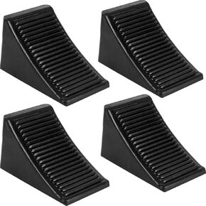 4 Pack Heavy Duty Rubber Wheel Chocks Solid RV Wheel Chock for Trailers, Black Tire Chocks for Cars, Truck, Travel Trailers, Camper and ATV, 6.5" × 3.5" × 3.5''