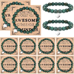 Blosssound 12 Pcs Inspirational Bracelets Gifts Bulk Thank You Card for Grad CNA Week Women Coworkers Staff Appreciation Gift